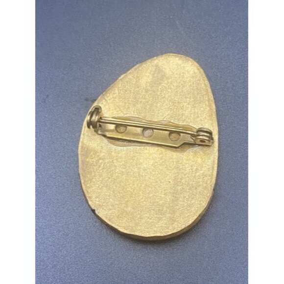 Antique Eyeglass Art  Brooch Hand Painted Lens Yellow Flowers Glass Gold Tone - Picture 8 of 8